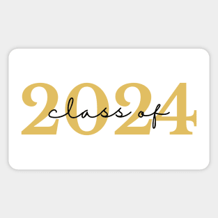 Class Of 2024. Simple Typography 2024 Design for Class Of/ Graduation Design. Gold and Black Sticker